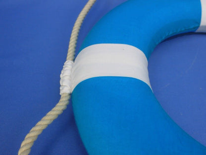 Vibrant Light Blue Decorative Lifering with White Bands 15""