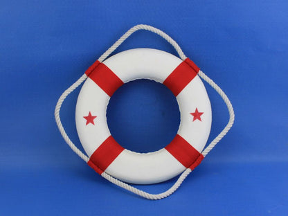 Classic White Decorative Lifering with Red Bands 10""