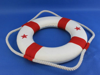 Classic White Decorative Lifering with Red Bands 10""
