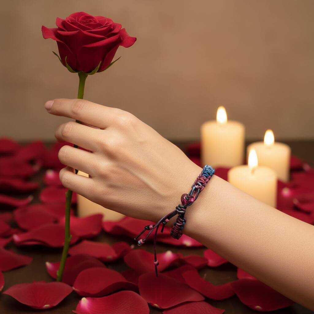 Macrame Tie-Dye Leather Crystal Bracelet