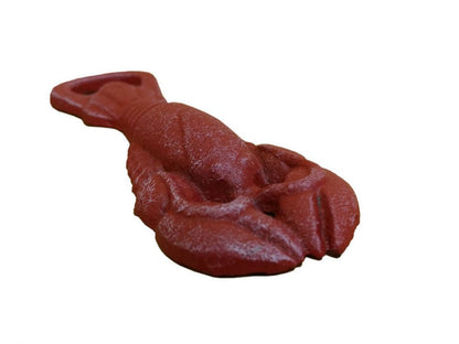 Rustic Red Whitewashed Cast Iron Lobster Bottle Opener 6""