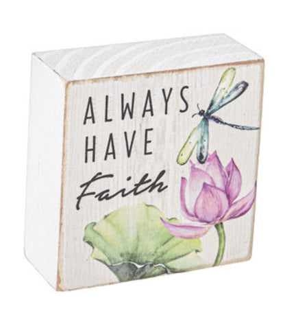 Watercolor Lilies Sign  Block -  Live Life