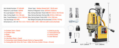 SucceBuy Magnetic Drill Boring Diameter Portable Electric Mag Drill Press Drilling Machine Metal Surface Industrial Improvement