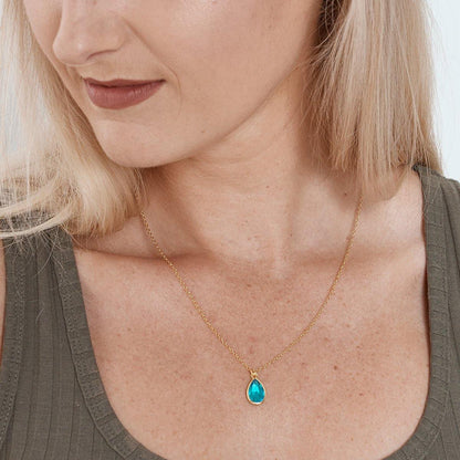 March Birthstone / Aquamarine Crystal Charm Necklace