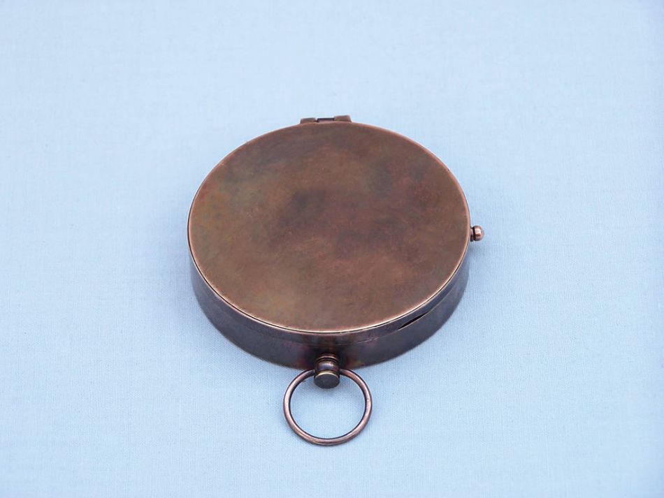Antique Copper Gentlemen's Compass With Rosewood Box 4""