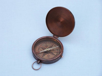 Antique Copper Gentlemen's Compass With Rosewood Box 4""