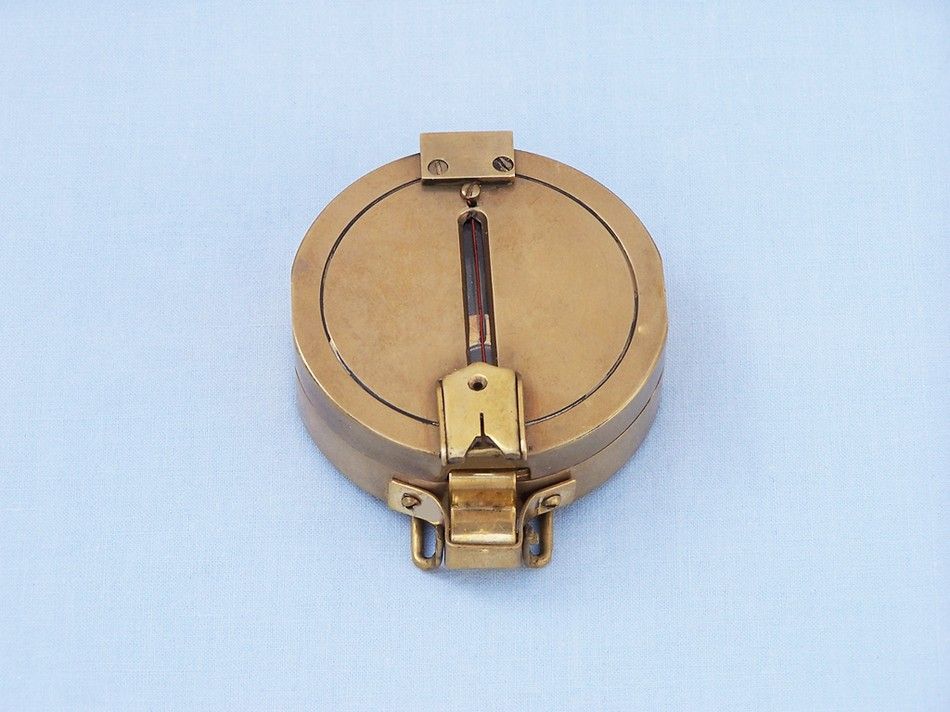 Antique Brass Clinometer Compass with Rosewood Box 4""