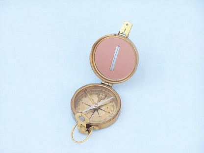 Antique Brass Clinometer Compass with Rosewood Box 4""