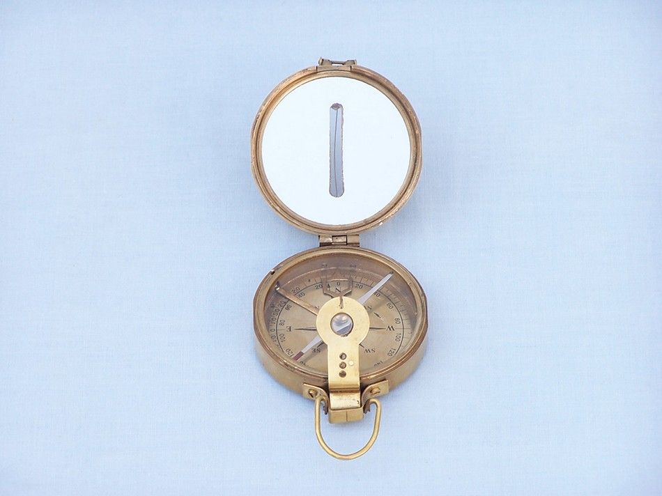 Antique Brass Clinometer Compass with Rosewood Box 4""