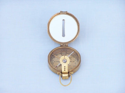 Antique Brass Clinometer Compass with Rosewood Box 4""