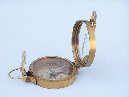 Antique Brass Clinometer Compass with Rosewood Box 4""