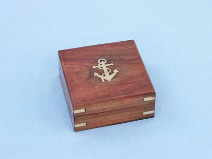Bronzed Gentlemen's Compass With Rosewood Box 4""