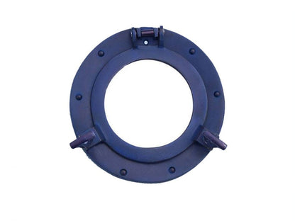 Rustic Blue Aluminum Deluxe Class Decorative Ship Porthole Mirror 8""