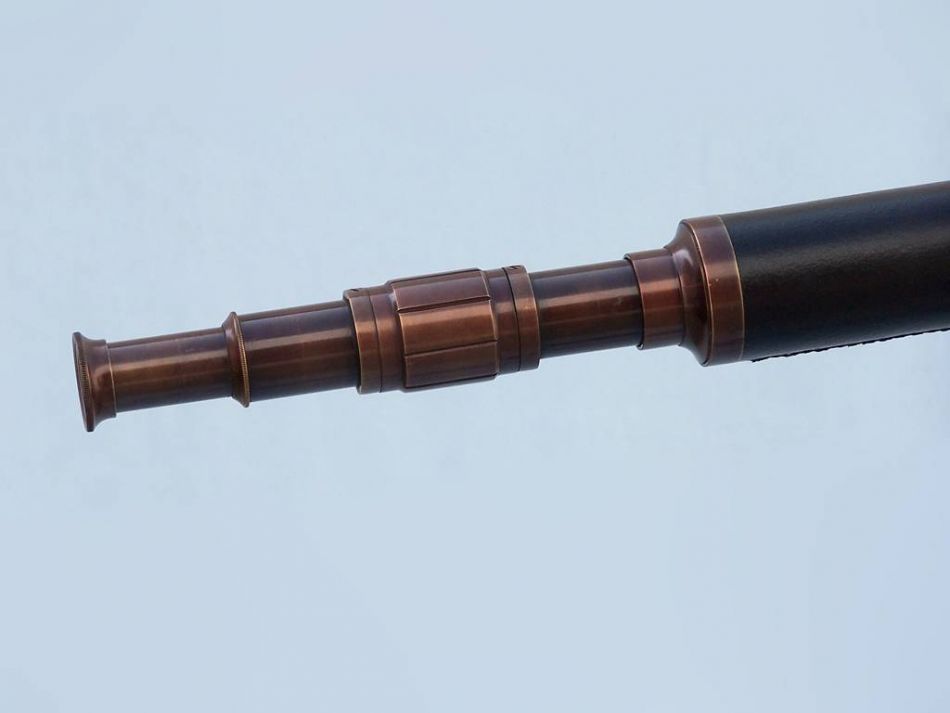Floor Standing Bronzed With Leather Harbor Master Telescope 60""