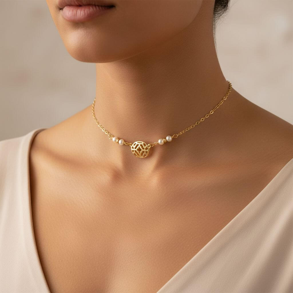 As Seen on Molly Ringwald Gold Filled Pearl Choker Necklace