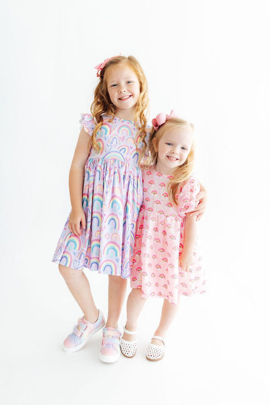 Rainbow Dreams Flutter Sleeve Twirl Dress