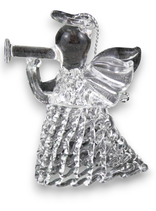 Spunglass Ornament - Clear Angel Herald