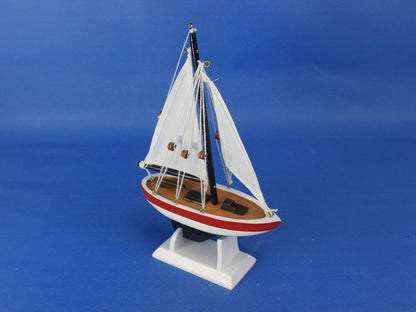 Wooden USA Sailboat Model Christmas Tree Ornament 9""