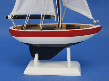 Wooden USA Sailboat Model Christmas Tree Ornament 9""