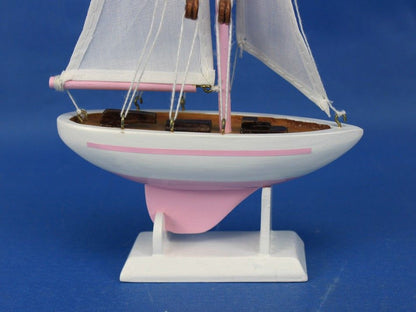 Wooden Pink Pacific Sailer Model Sailboat Decoration 9""