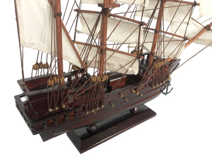 Wooden Black Pearl White Sails Pirate Ship Model 15""