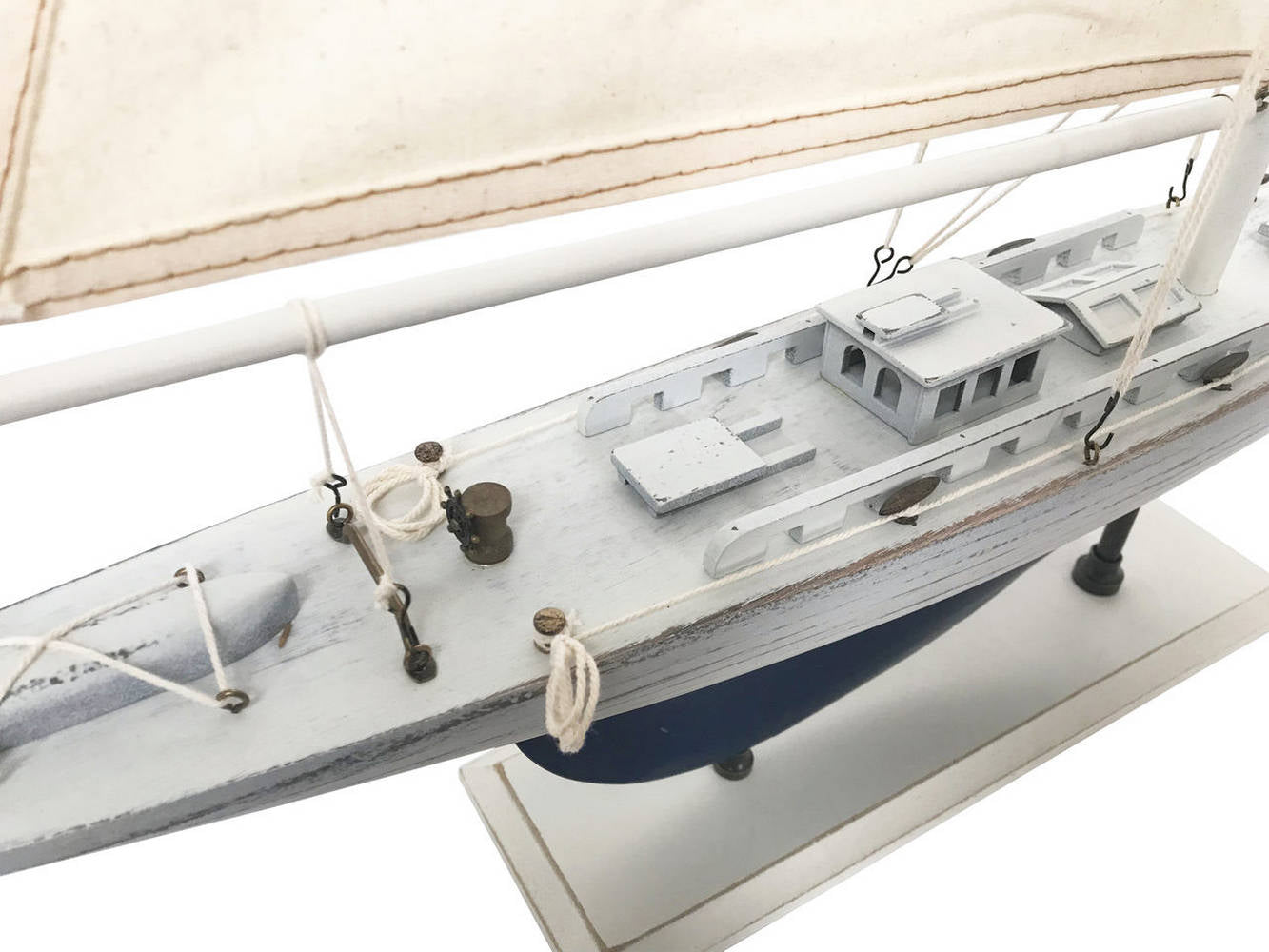 Wooden Rustic Whitewashed Enterprise Limited Model Sailboat 35""