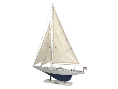 Wooden Rustic Whitewashed Enterprise Limited Model Sailboat 35""
