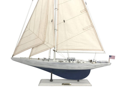 Wooden Rustic Whitewashed Enterprise Limited Model Sailboat 35""