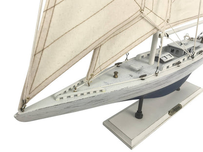 Wooden Rustic Whitewashed Enterprise Limited Model Sailboat 35""