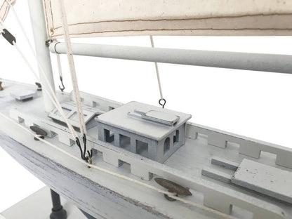 Wooden Rustic Whitewashed Enterprise Limited Model Sailboat 35""