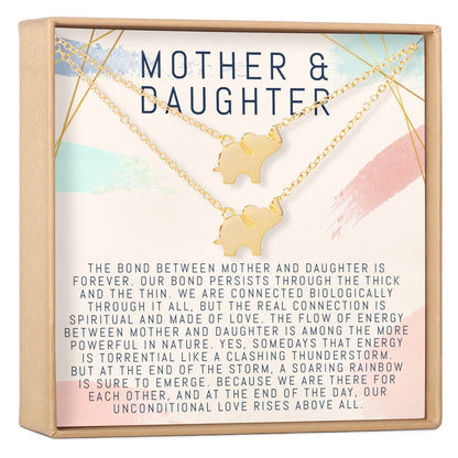Mother & Daughter Elephant Necklace Set