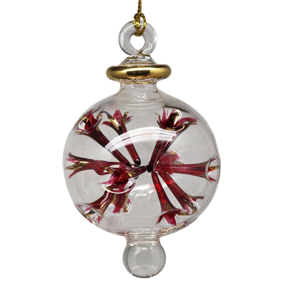 Blown Glass Pierced Starburst Ornament - Red
