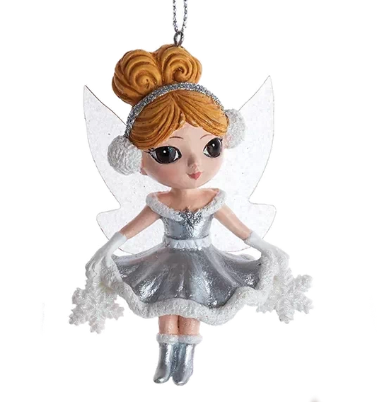 Silver Fairy Elves Ornament -