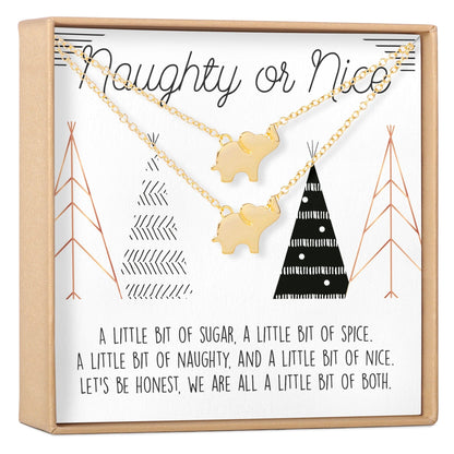 Naughty and Nice Set of 2 Elephant Necklace Set