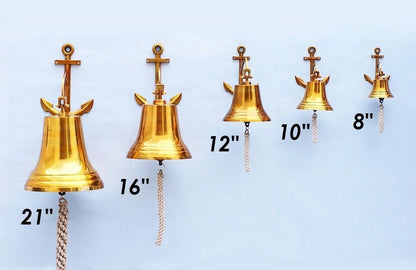 Brass Hanging Anchor Bell 21""
