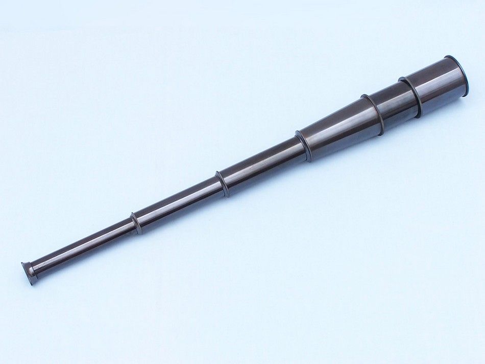 Deluxe Class Oil Rubbed Bronze Antique Admiral's Spyglass Telescope 27"" with Rosewood Box