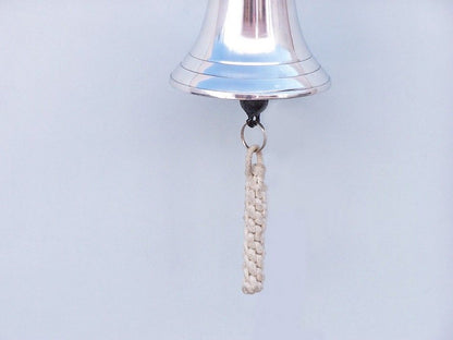 Chrome Hanging Ship Wheel Bell 8""