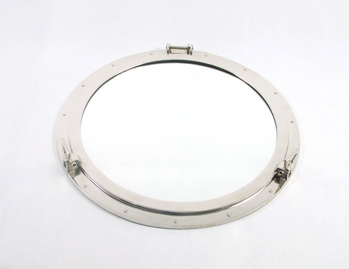 Deluxe Class Brushed Nickel Decorative Ship Porthole Mirror 30""