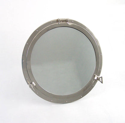 Deluxe Class Brushed Nickel Decorative Ship Porthole Mirror 30""
