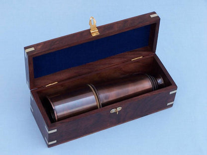 Deluxe Class Admiral's Antique Copper Spyglass Telescope With Rosewood Box 27""