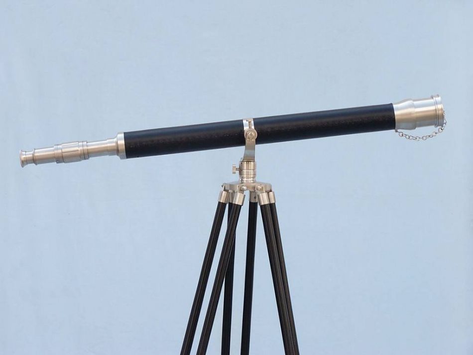 Floor Standing Brushed Nickel With Leather Galileo Telescope 65""