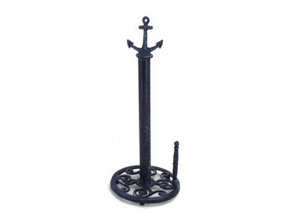 Rustic Dark Blue Cast Iron Anchor Paper Towel Holder 16""