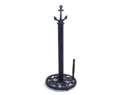 Rustic Dark Blue Cast Iron Anchor Paper Towel Holder 16""