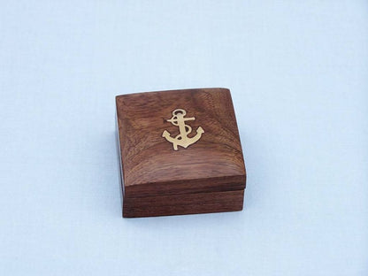 Antique Brass Desk Compass with Rosewood Box 3""