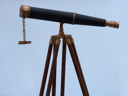 Floor Standing Admirals Antique Brass Binoculars with Leather 62""
