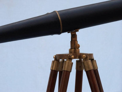 Floor Standing Admirals Antique Brass Binoculars with Leather 62""