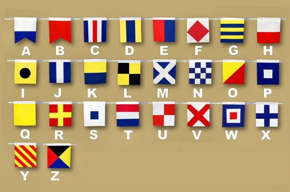 Set of 36 - Decorative Cloth Nautical Alphabet and Number Flags 20""
