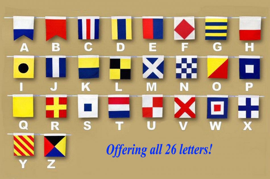 Letter W Rustic Wooden Nautical Alphabet Flag Decoration 16""