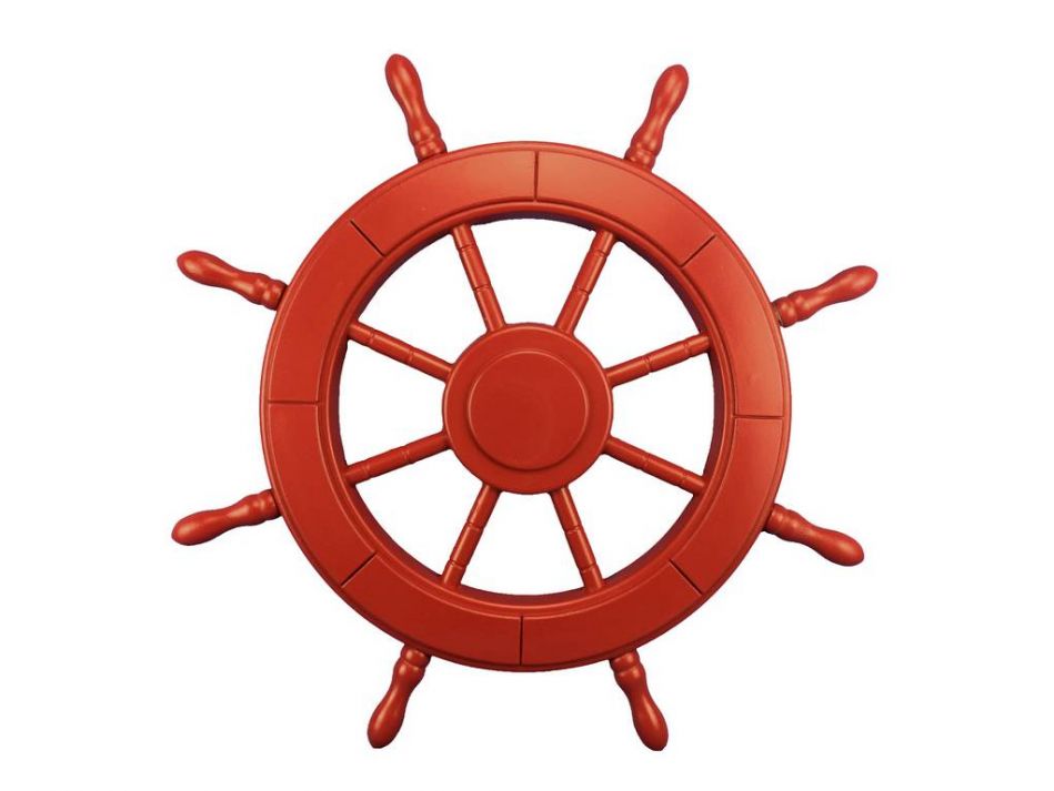 Red Decorative Ship Wheel 24""