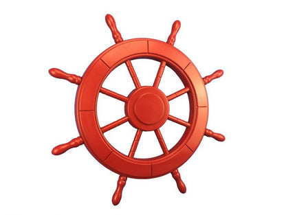 Red Decorative Ship Wheel 24""